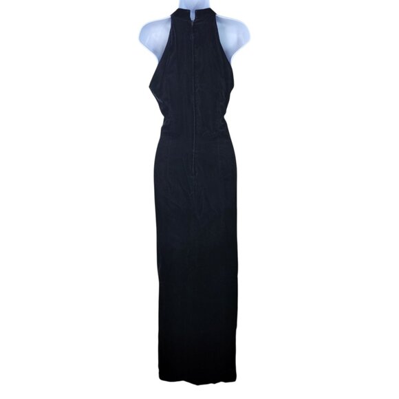 Vintage 80s 90s Evening Dress Maxi XS Small Black Velvet Formal Prom Long Event - Picture 5 of 6